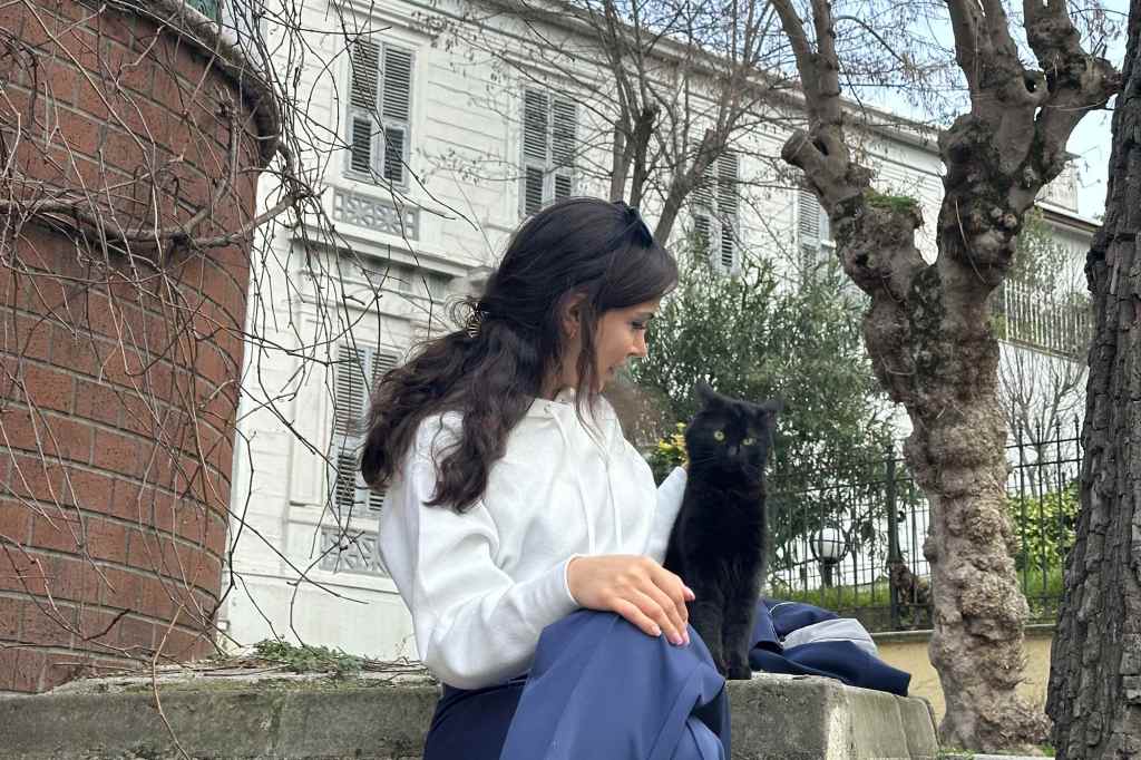 Me sitting with a black cat on Büyükada Island, one of the peaceful Princes’ Islands near Istanbul.