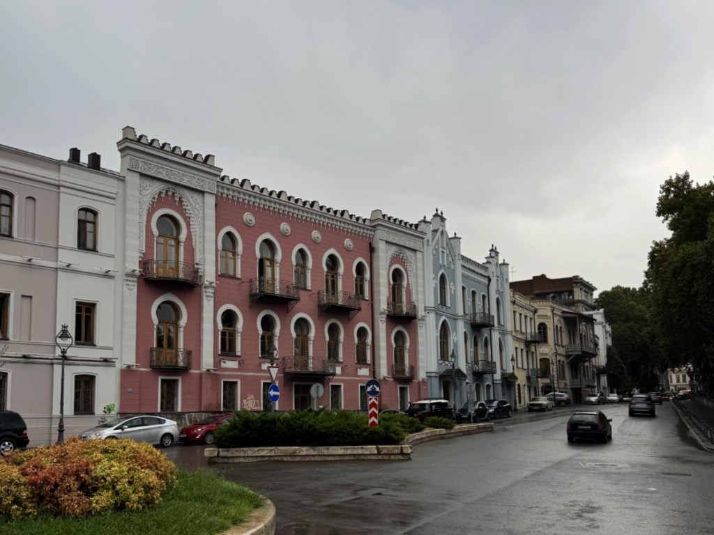 Old architectural buildings painted in bright colors in Tbilisi